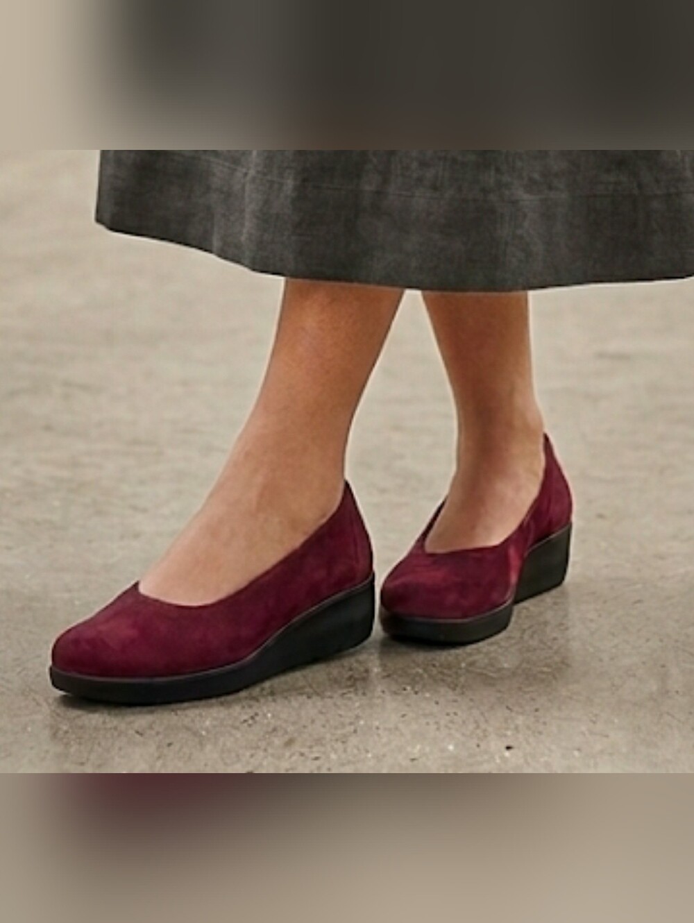 Autumn Casual Suede Wedge Chunky Loafer Pumps OrthoLite Slip-On Minimalist Sz 9